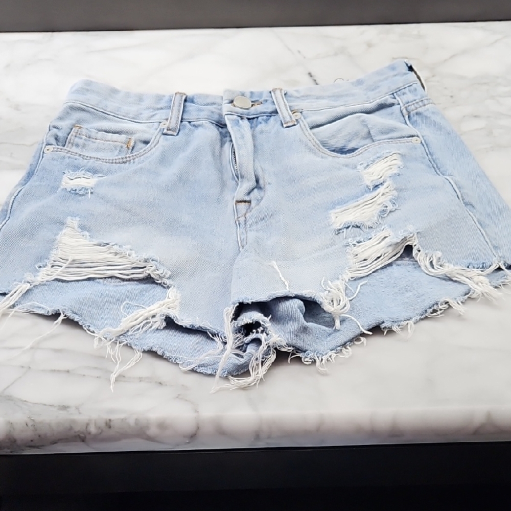 Blank NYC Light Blue Distressed Jean Shorts